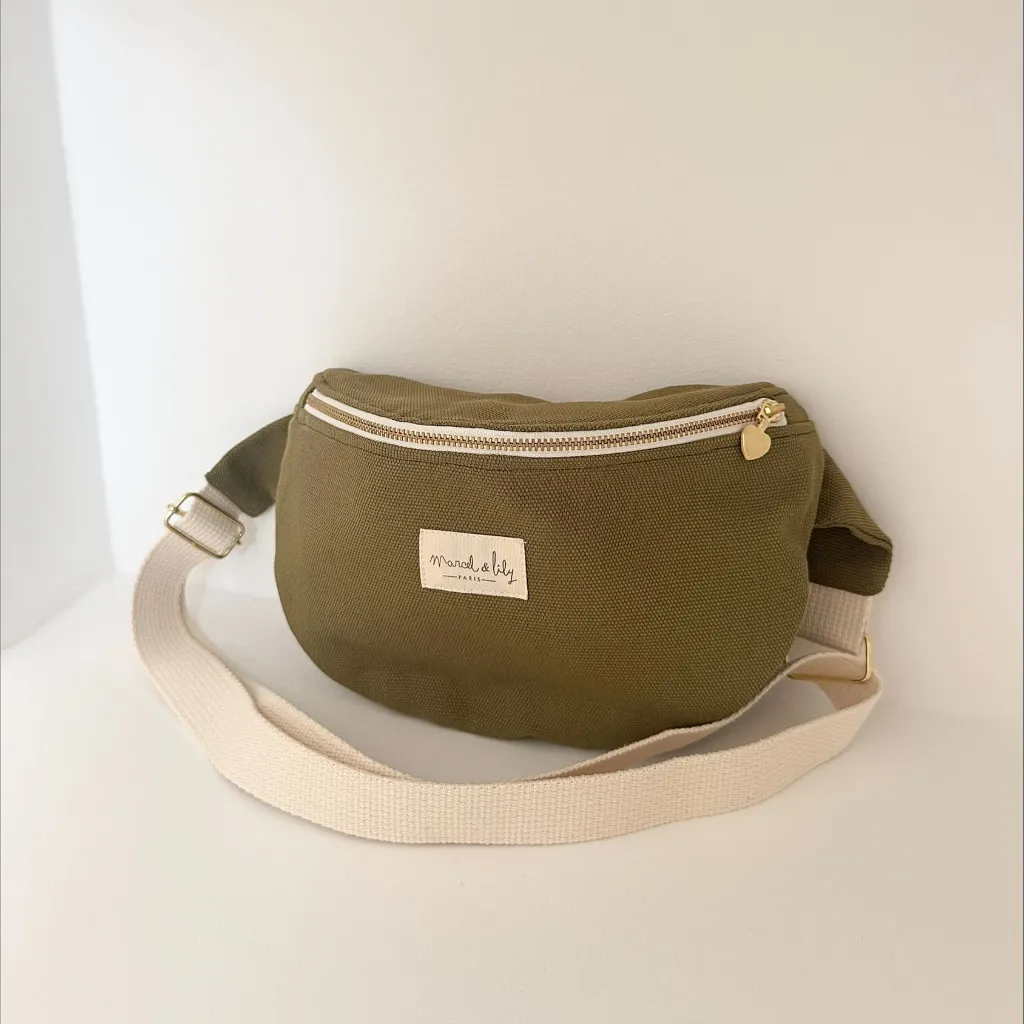 Sac Banane Coton Vert Olive - Marcel & Lily