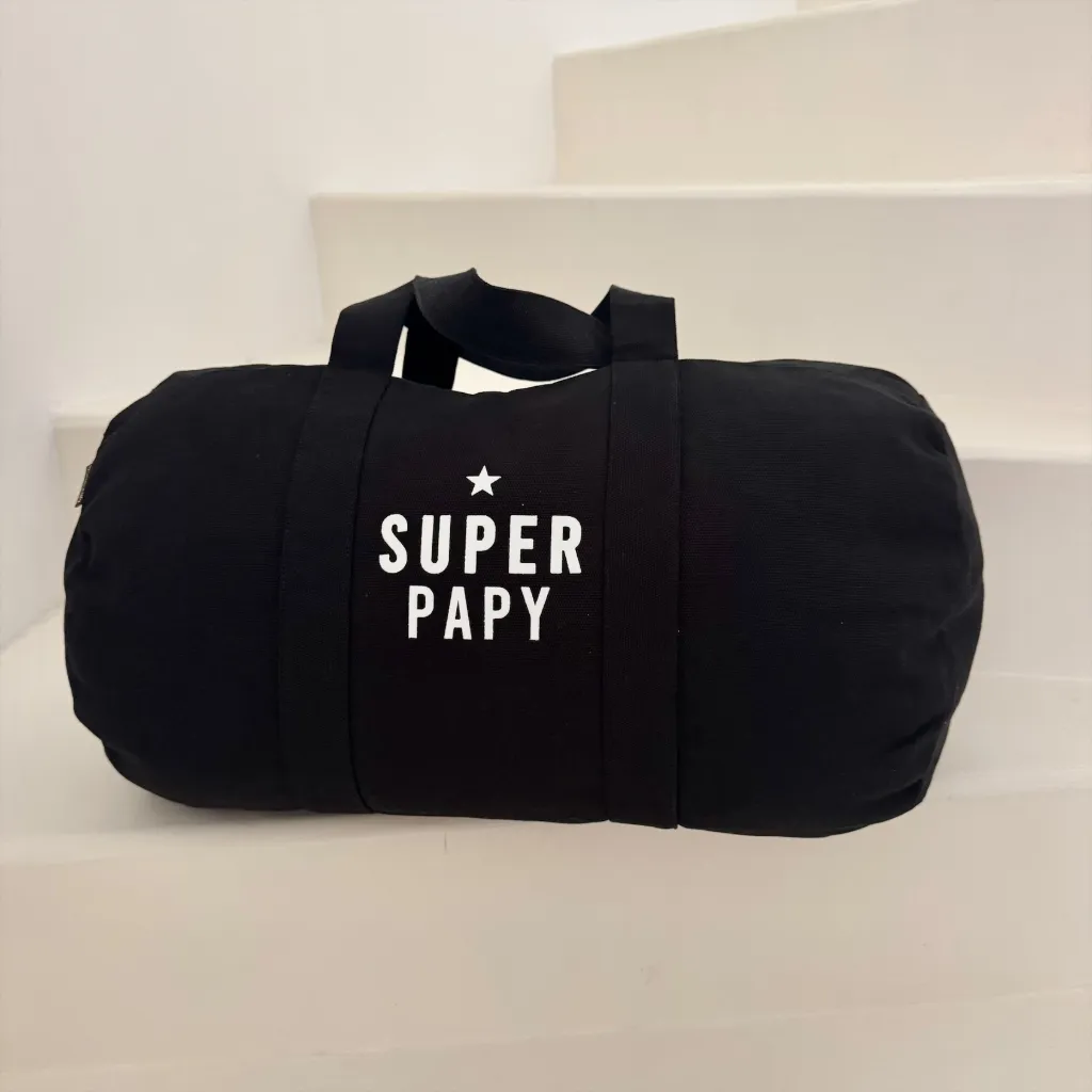Men’s Duffel Bag "Super Papy" Black - Marcel & Lily