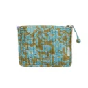 Klein gewatteerd etui met Indiase bloemenprint Lotus Kaki - Bonheur du Jour