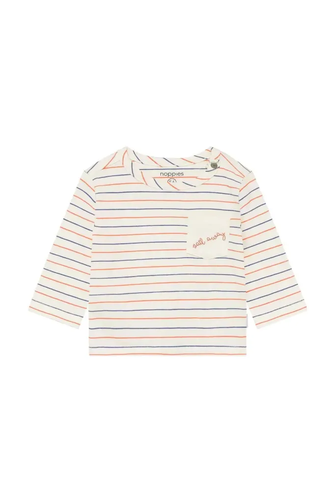 Long Sleeve T-shirt Egret Stripe - Noppies (9 months)