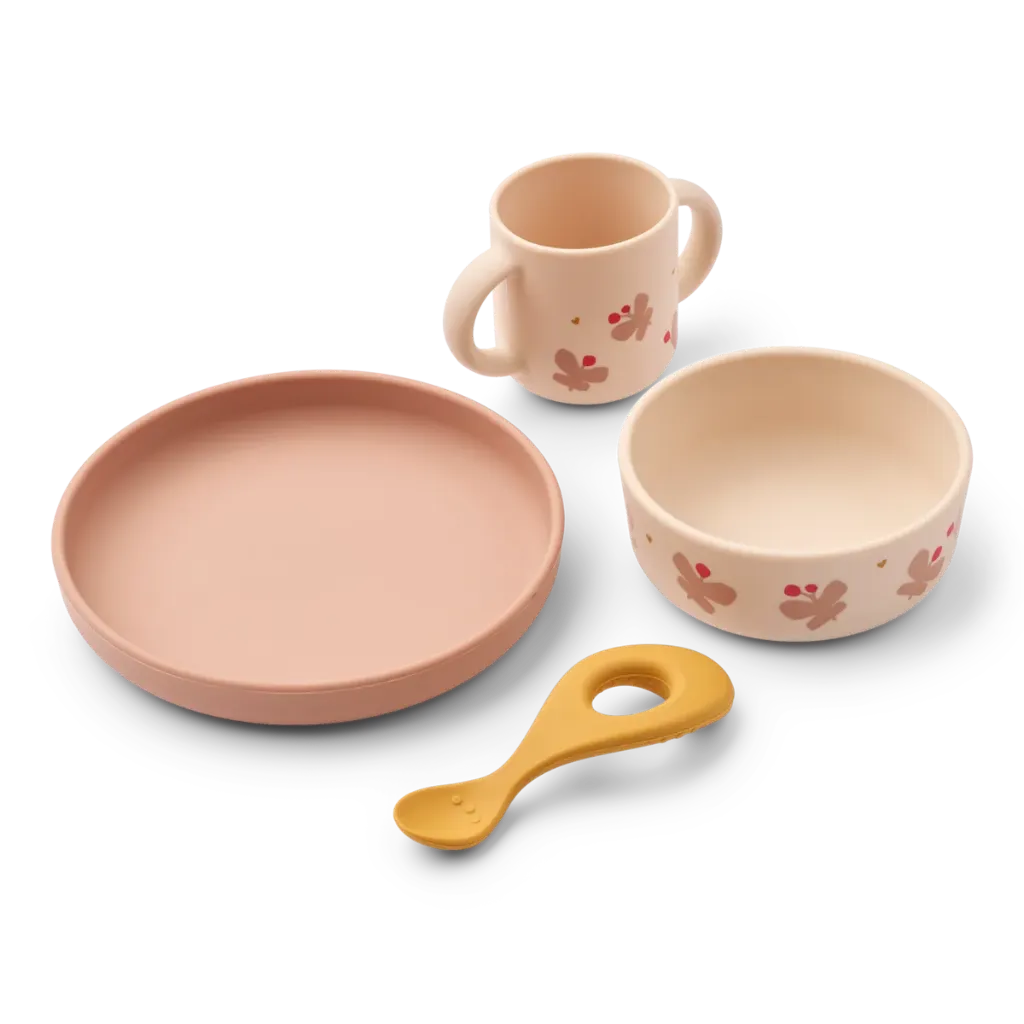 Baby Dinnerware Set Vivi Butterfly Apple blossom - Liewood