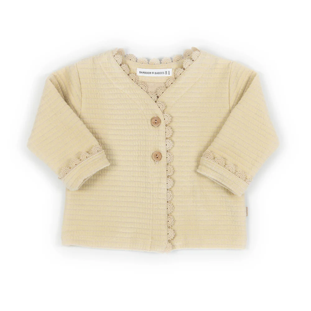 Cardigan Bimba volants Almond Cream - Bamboom (3 mois)