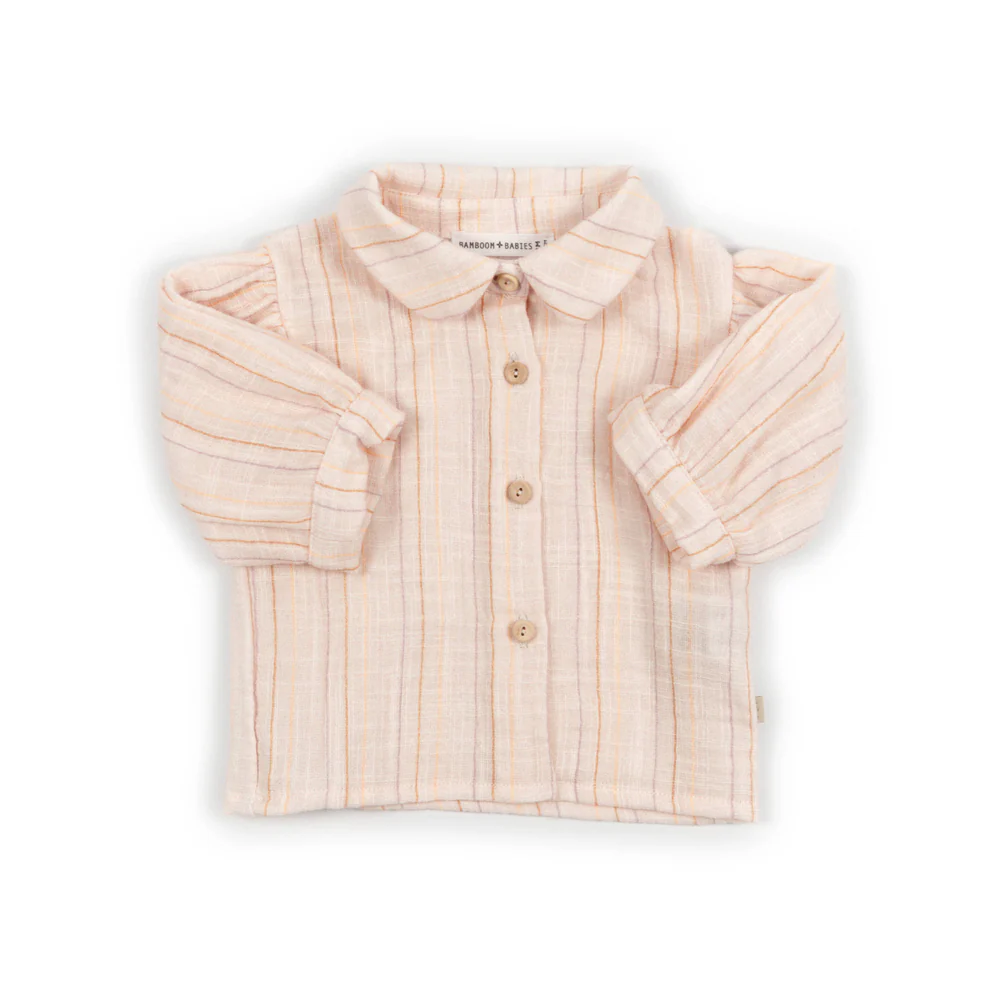 Chemise à manches longues pour fille Stripe Pink - Bamboom