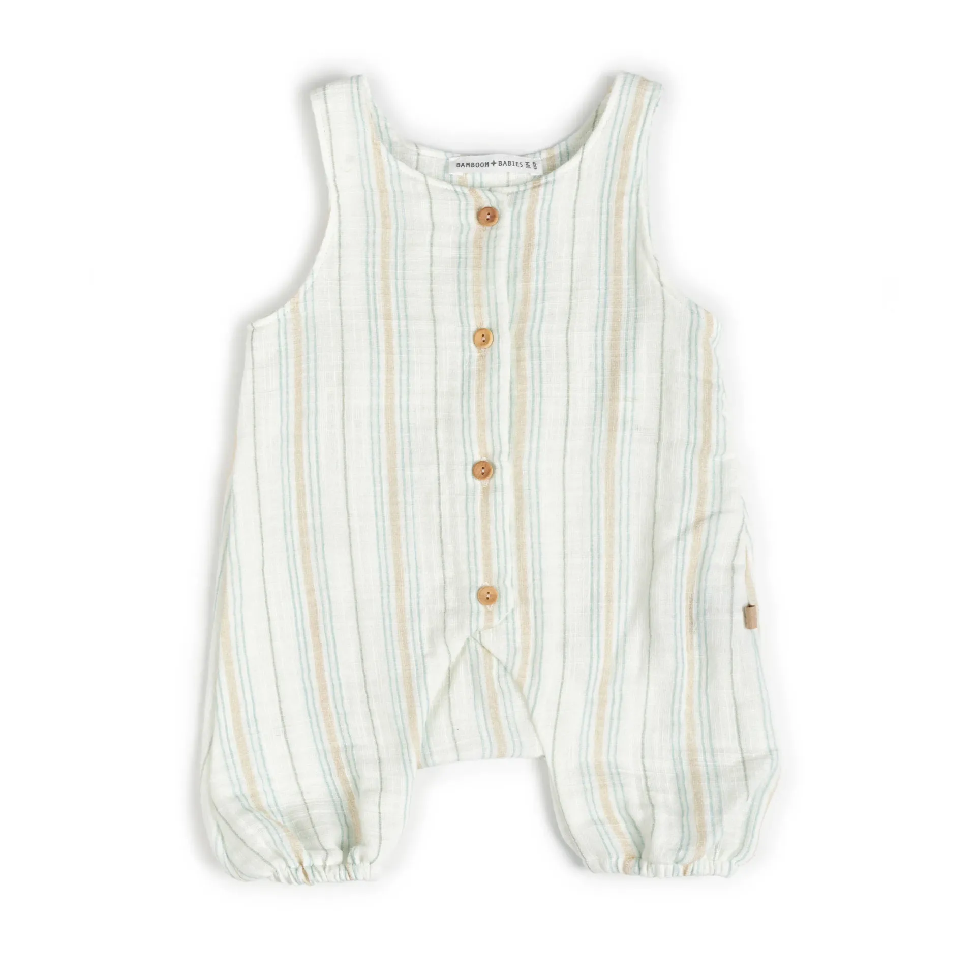 Salopette Pagliaccetto Stripe Acqua - Bamboom (3 mois)
