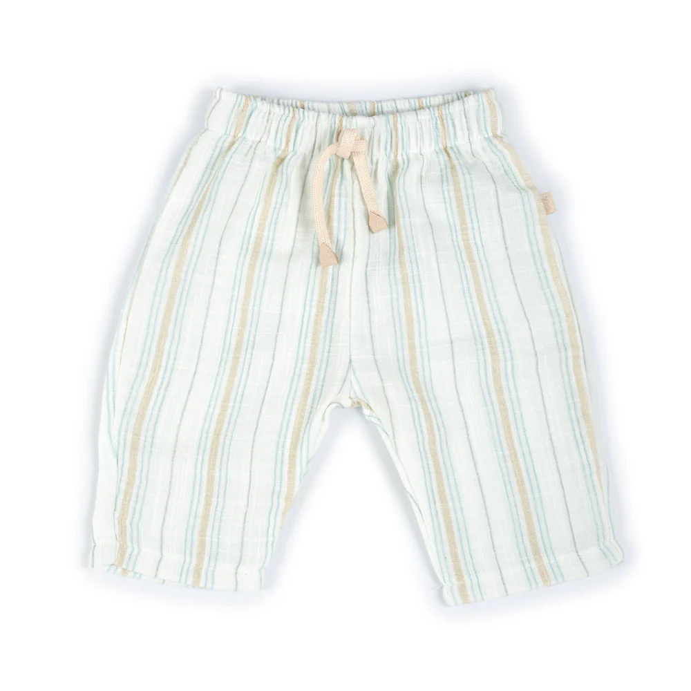 Pantalon aspect lin Stripe White Blue - Bamboom (3 mois)