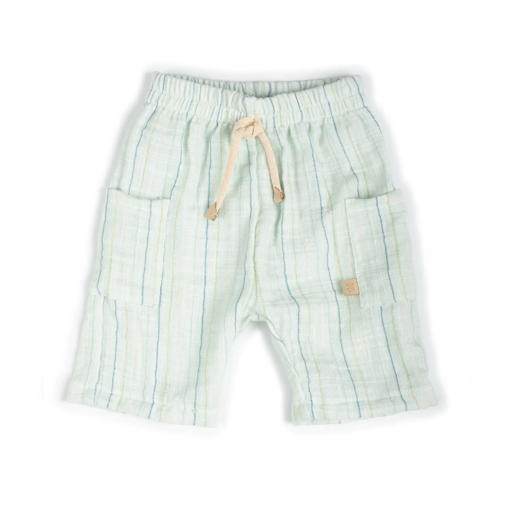 Short aspect lin Stripe White Blue - Bamboom (3 mois)