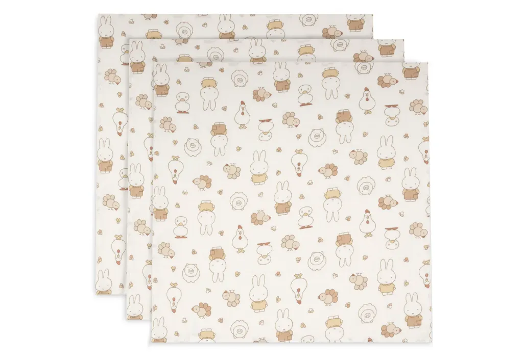 Trio de Langes Gaze de Coton 70x70cm Miffy Family Farm - Jollein