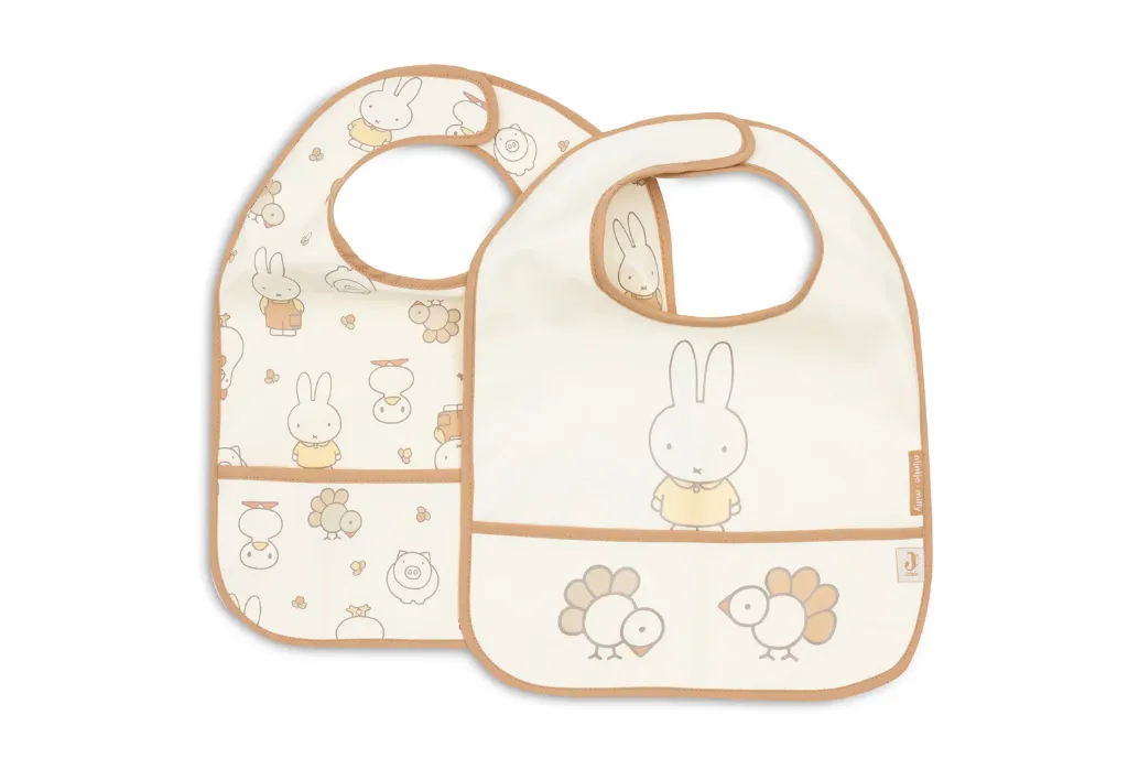 Set van 2 Waterdichte Slabbetjes Miffy Family Farm - Jollein