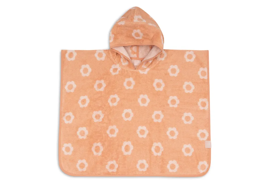 Poncho Éponge Terry Jacquard Flower réversible - Jollein