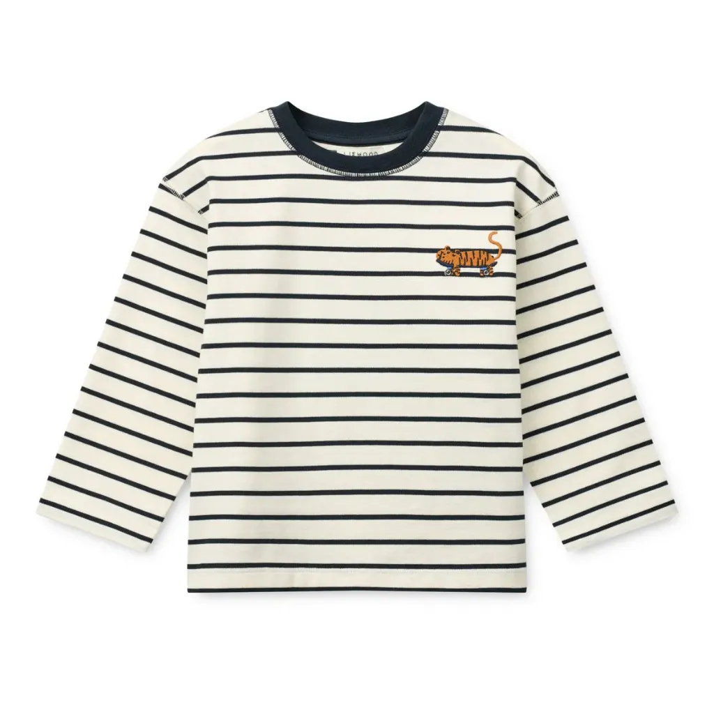 Gestreept T-shirt met Lange Mouwen Tyler Classic Navy Crème de la crème - Liewood