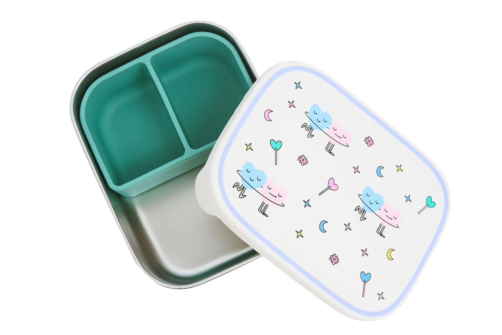 RVS Lunchbox met Vakken Motief Dancing Hearts - The Cotton Cloud