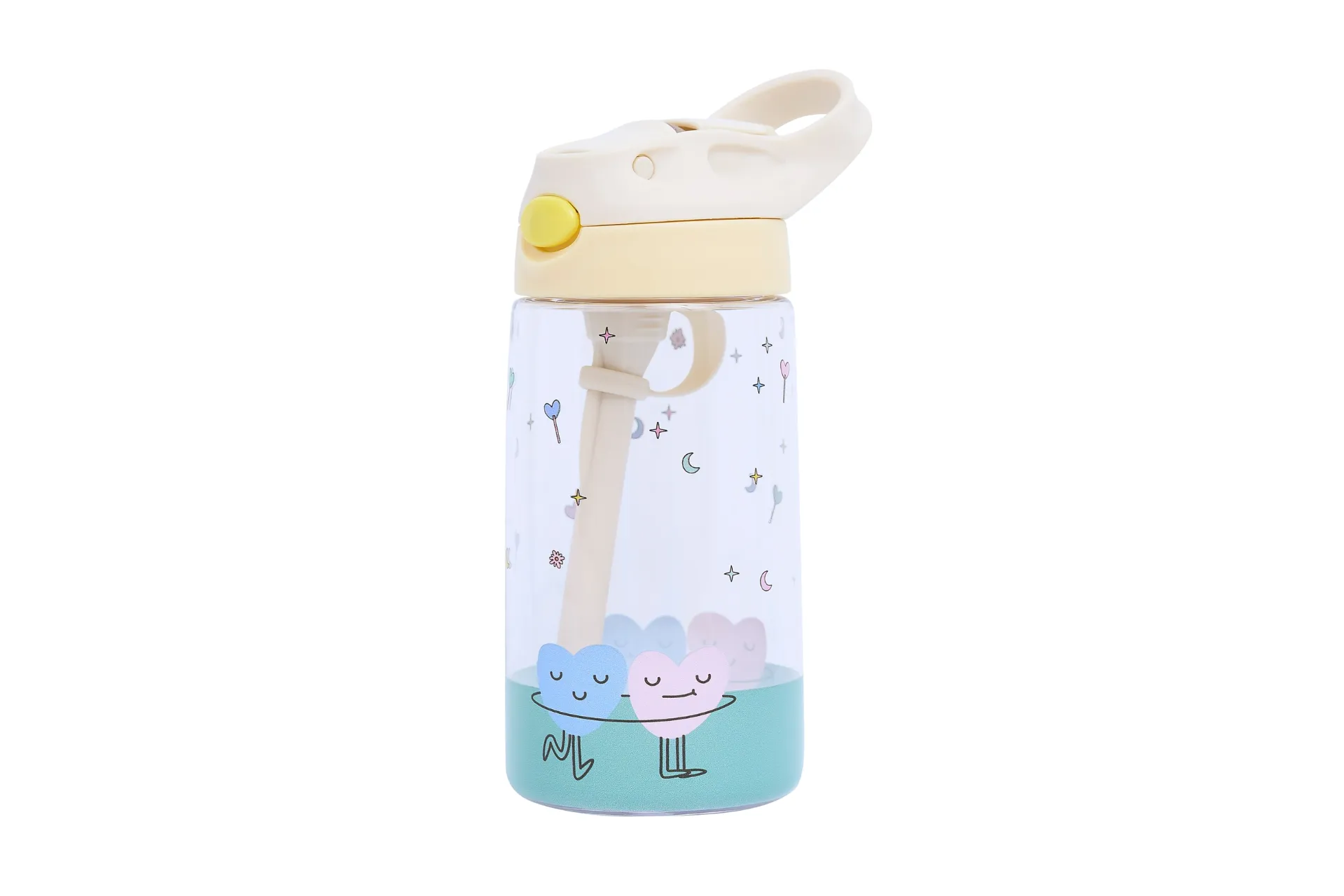 Tritan Drinkfles voor Kinderen 480 ml met Dansende Hartjes - The Cotton Cloud