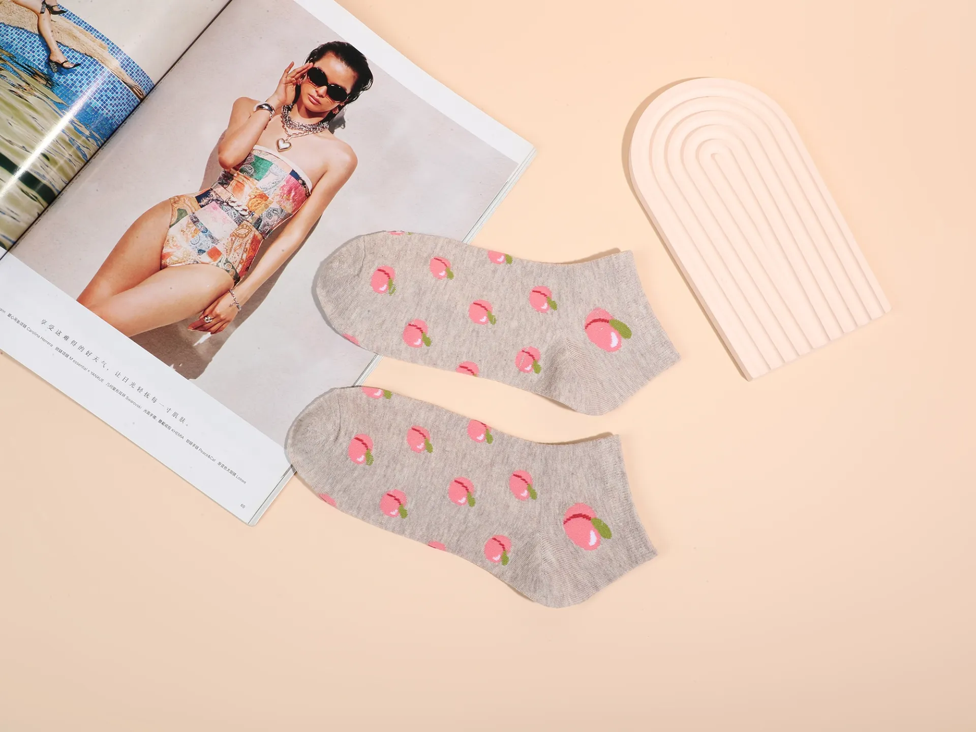 Chaussettes confiture Fraises Vichy - Inès Delaure