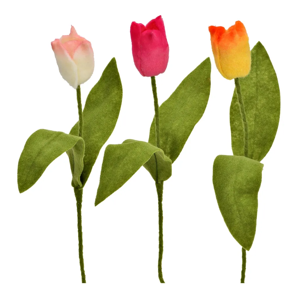 Tulipe décorative en feutre Blanche - Wurm