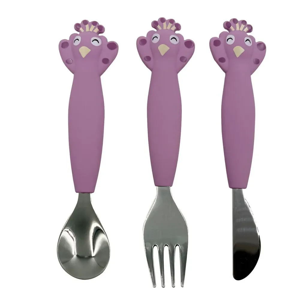 Couverts 3 pièces en silicone Mrs. Peacock - Trixie