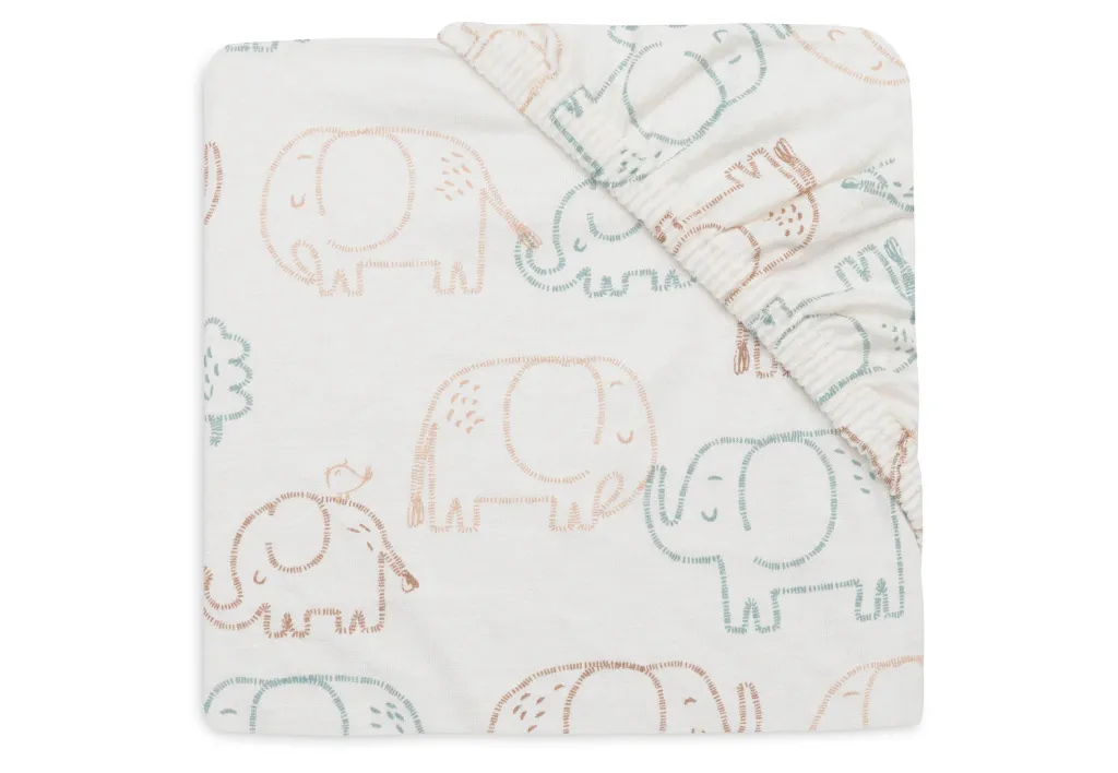 [LISTENAISSANCEADELEETNICOLAS13] Drap-housse Jersey Elephant Tales - Liste de naissance d'Adèle Moreau et Nicolas De Moor (copie)