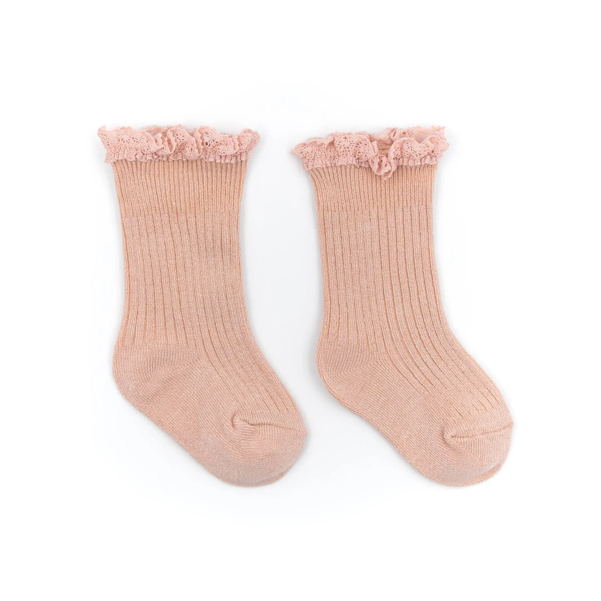 Chaussettes Bimba en bambou avec dentelle Vieux rose 3-6 mois - Liste de naissance d'Hélène Pollart et Simon