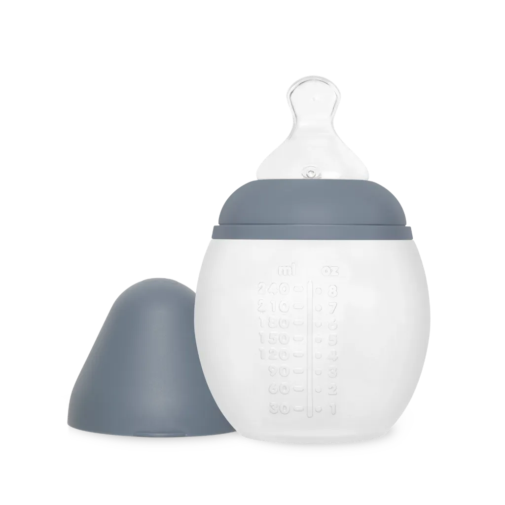 Biberon Anti-colique En Silicone BibRond 240ml Blue Grey - Elhée