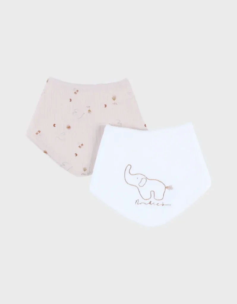 Set de 2 Bavoirs Bandana Eponge & Mousseline Bali 0-3 mois - Noukies
