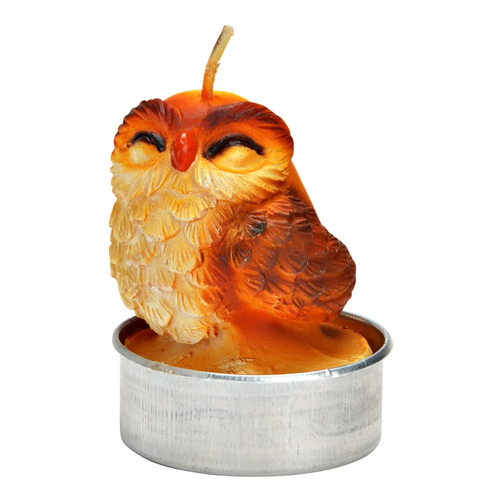 Set of 6 Owl Tealight Candles in Wax - Wurm