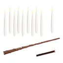 Lot de 10 Bougies LED flottantes avec télécommande baguette magique, fil et crochets, en cire blanche - Wurm