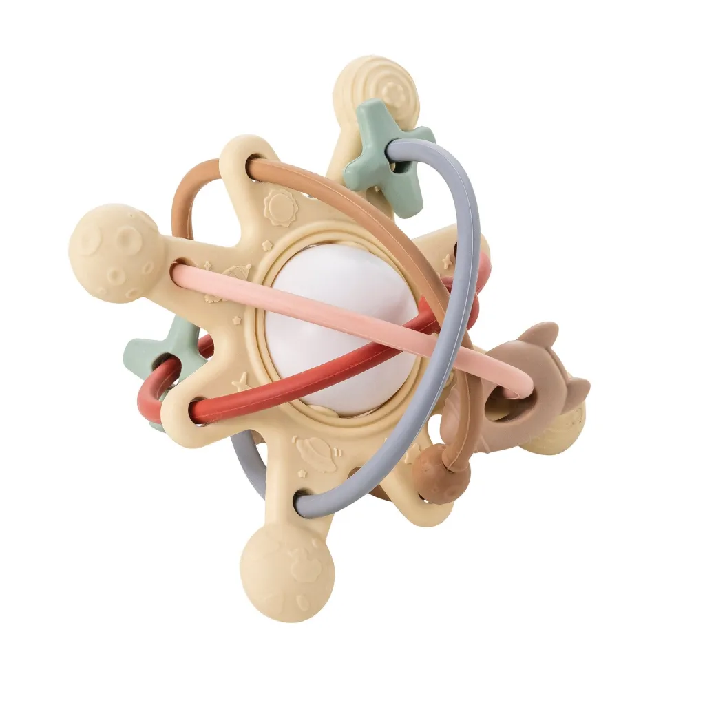 Anneau de dentition avec hochet Galaxie en silicone Beige - Nattou
