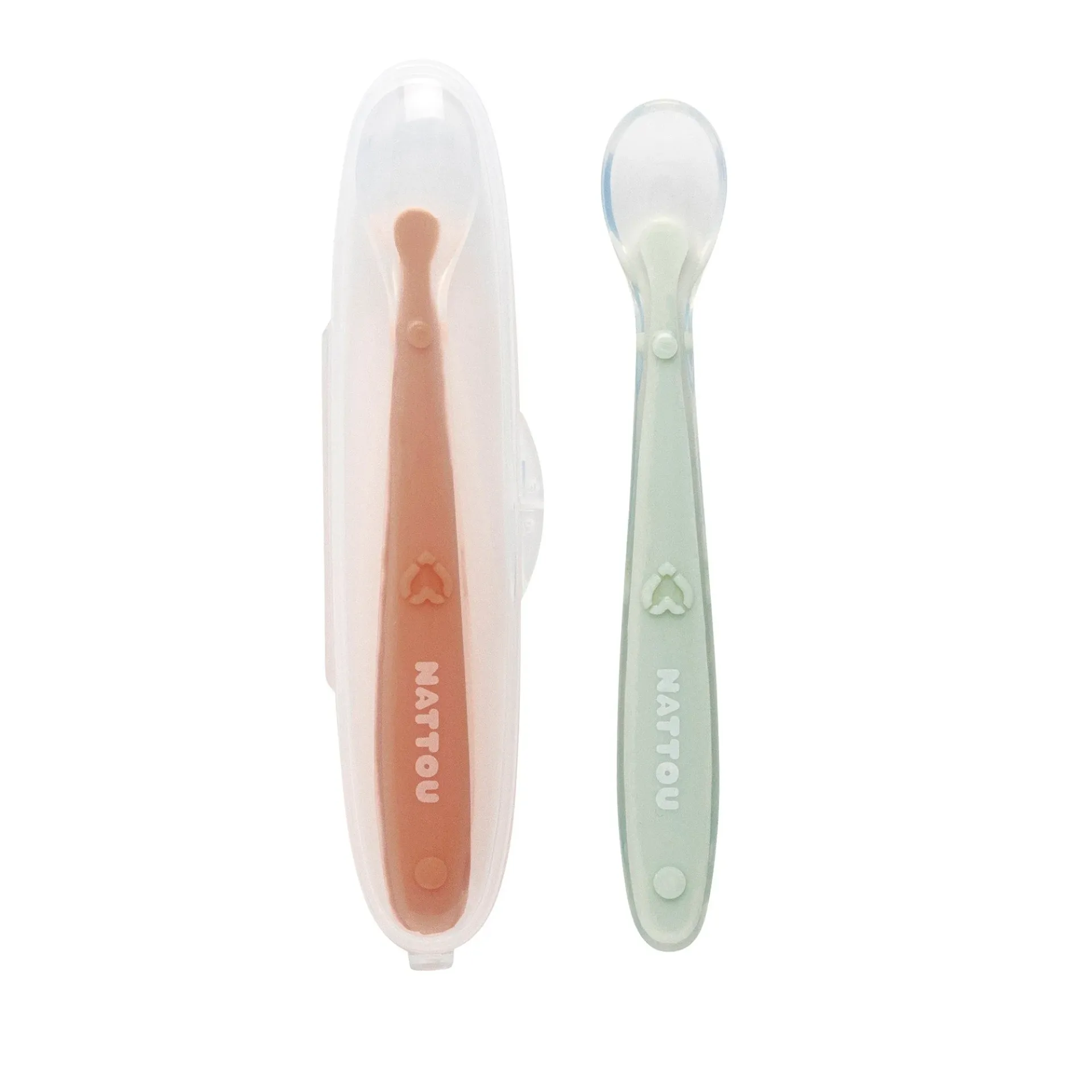 Ensemble de 2 cuillères pour enfants en silicone avec étui - Nattou