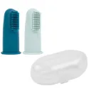 Ensemble de brosses à dents pour bébé en silicone Bleu - Nattou