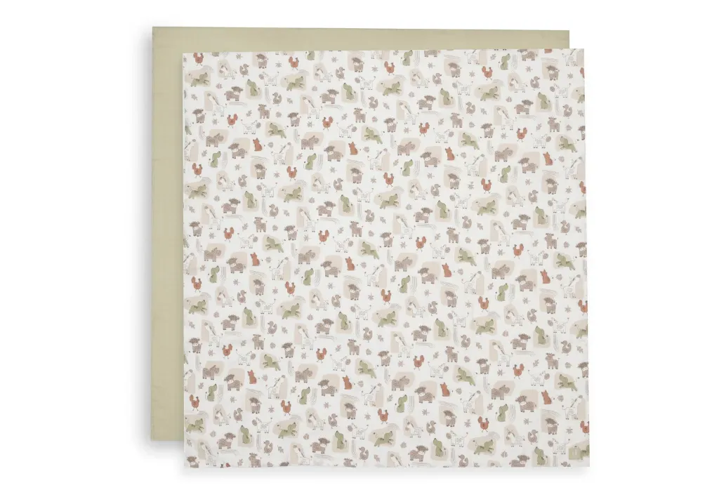 Set of 2 Cotton Muslin Cloths 115x115cm Barn Buddies - Jollein