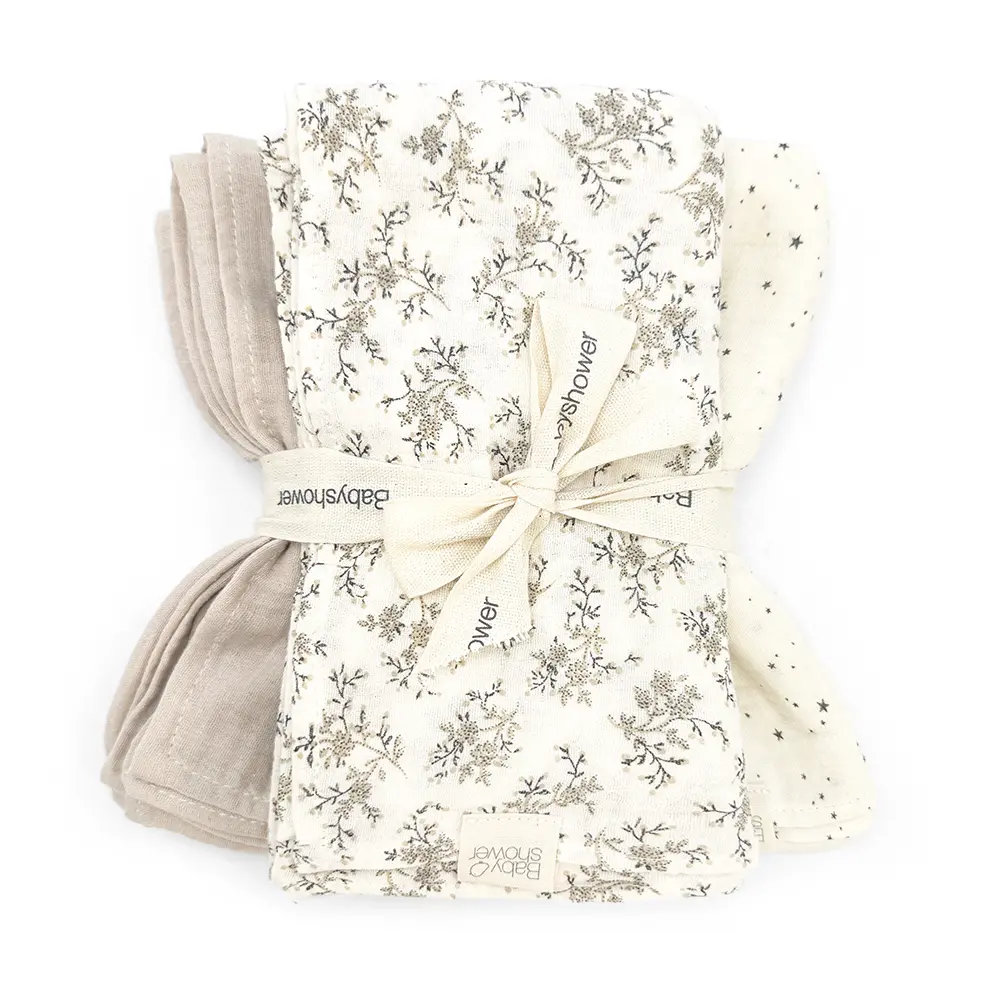 [BAB] Trio of Printed Muslin Squares - Birth list Tess Mardulyn and Basile De Wulf