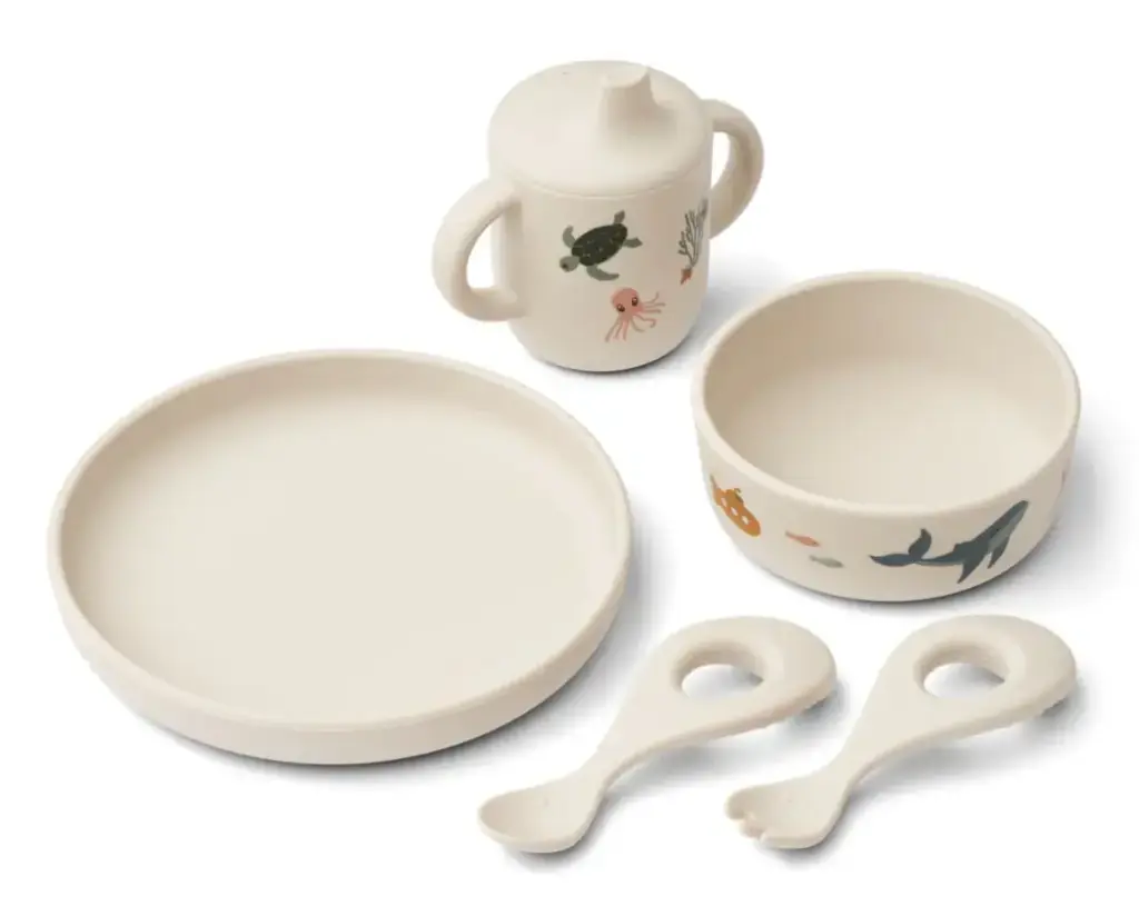 Vaisselle en silicone Animaux marins - Liste de naissance Tess Mardulyn et Basile De Wulf