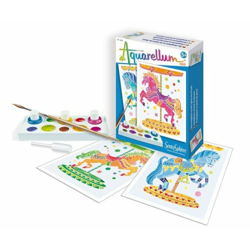 SentoSphere Aquarellum Mini - Horses - Arts and Crafts Watercolor Paint Set