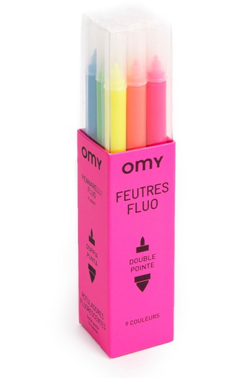 Fluostiften 9 kleuren met dubbele punt - OMY