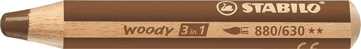 Potlood Woody Bruin 3-in-1 Multi-surfaces: kleurpotlood, waskrijt en aquarelpotlood - Stabilo
