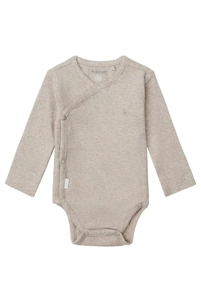 Body basique Taupe mélange 6 mois modèle croisé : 3 pièces (3 x 17,99 €) - Liste de naissance Tess Mardulyn et Basile De Wulf