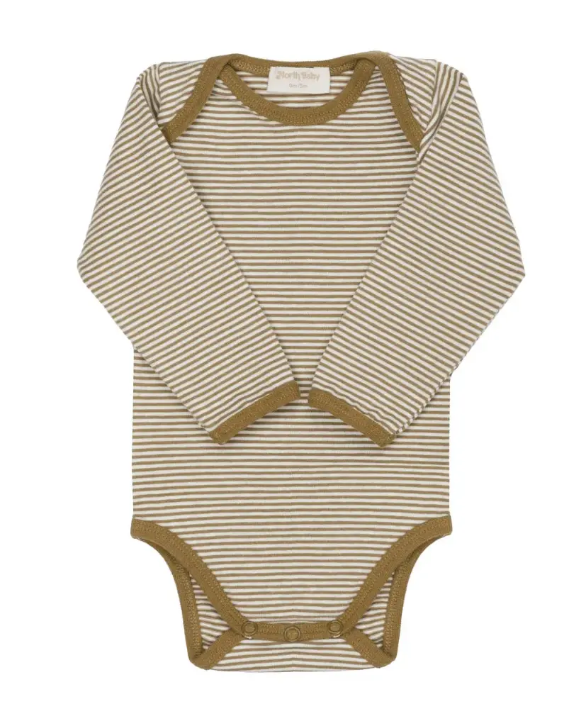 Body Rayures Ocre 6-12 mois - Liste de naissance Tess Mardulyn et Basile De Wulf