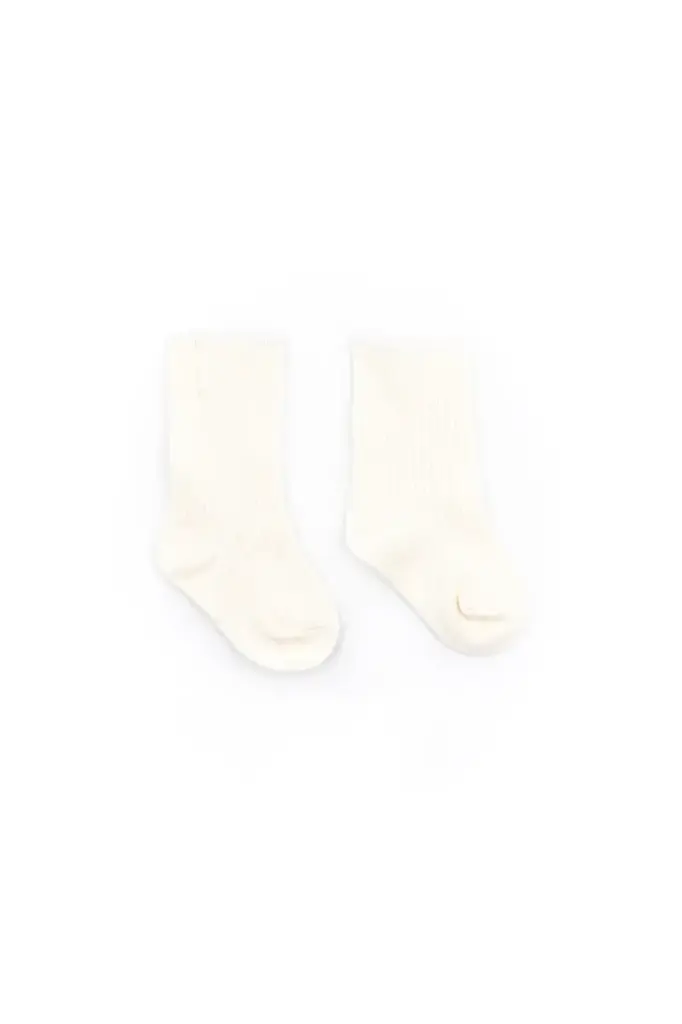 Chaussettes côtelées en bambou beige 