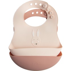 [TR6644] Duo de bavoirs en silicone avec gouttière Lapins - Trixie