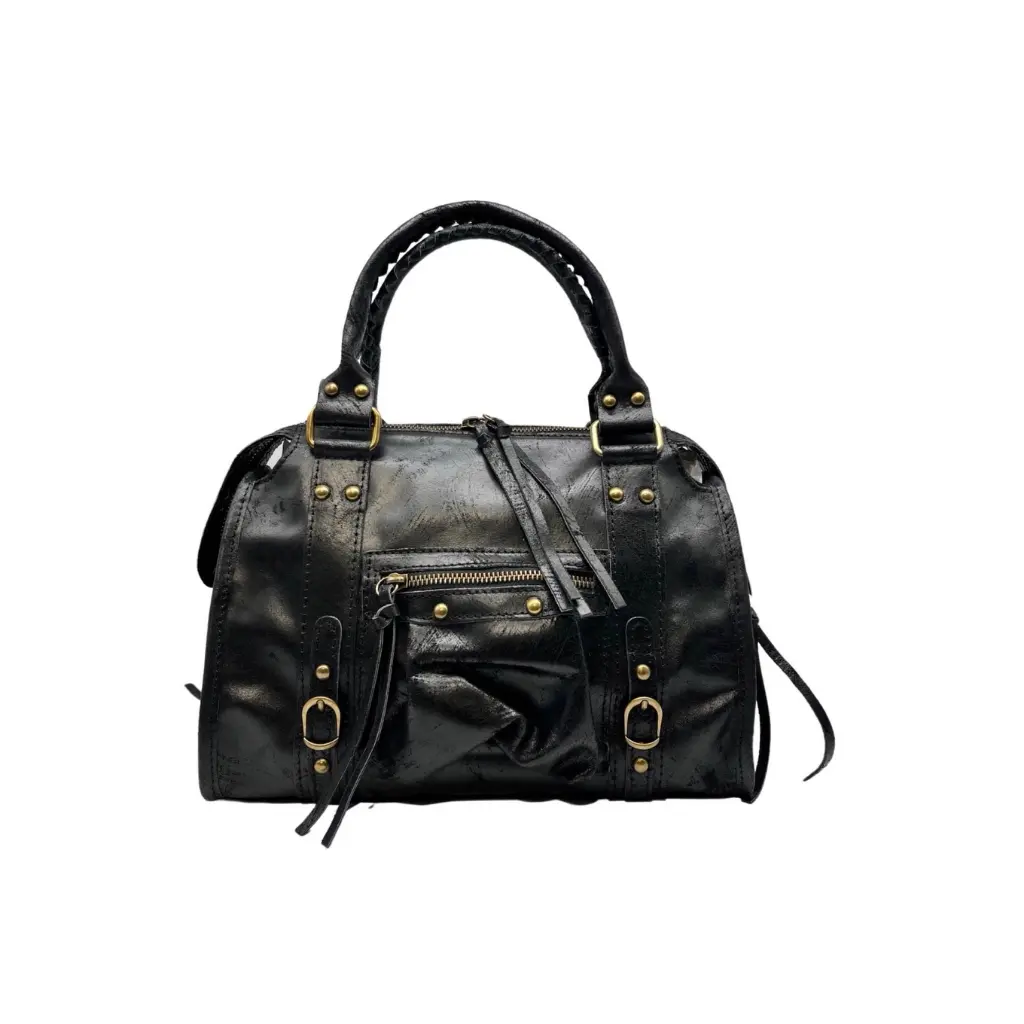 Capucine Matte Leather Handbag Medium Black - Louisa Lee