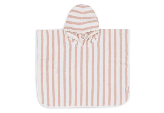 Terry Bath Poncho Stripe Wild Rose - Jollein