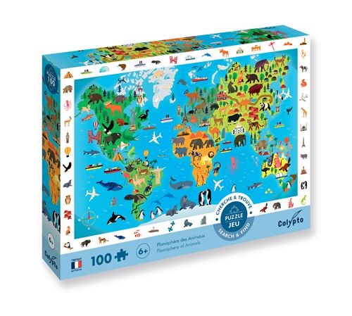 100-Piece Puzzle Planisphère des Animaux - Calypto