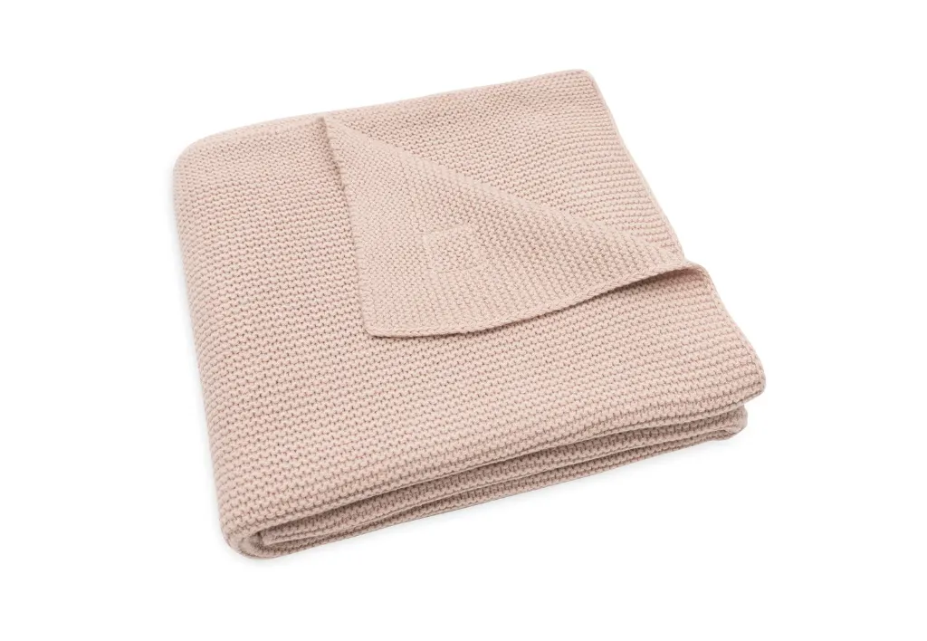 Crib Blanket 75x100cm Basic knit Wild Rose - Jollein