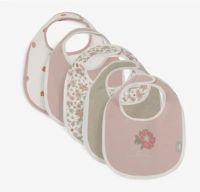 Pack de 5 bavoirs imperméables Retro Flowers - Liste de naissance de Laura Mertens et Jawad Tahraoui