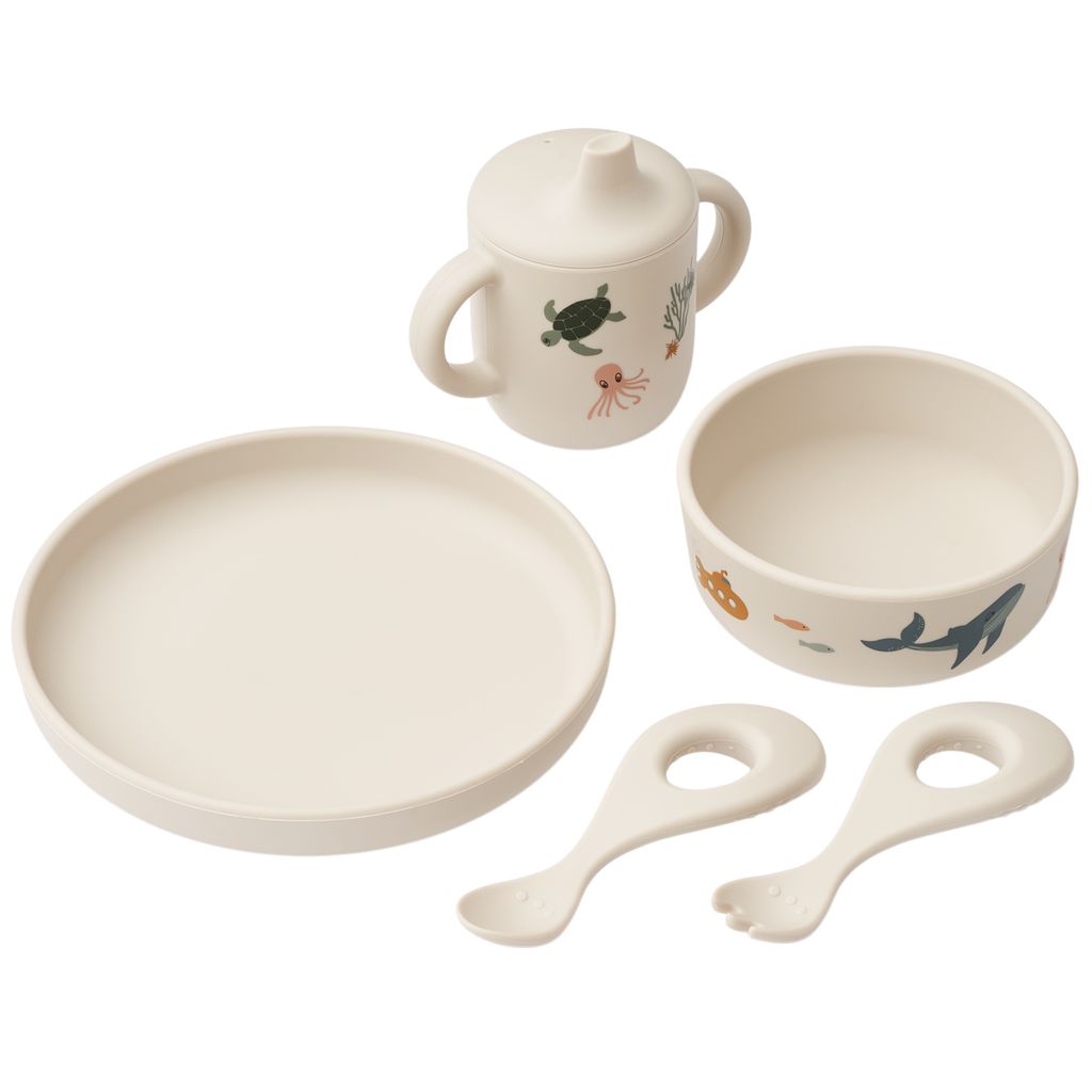 Set de vaisselle en silicone Sea Creature - Liste de naissance de Laura Mertens et Jawad Tahraoui
