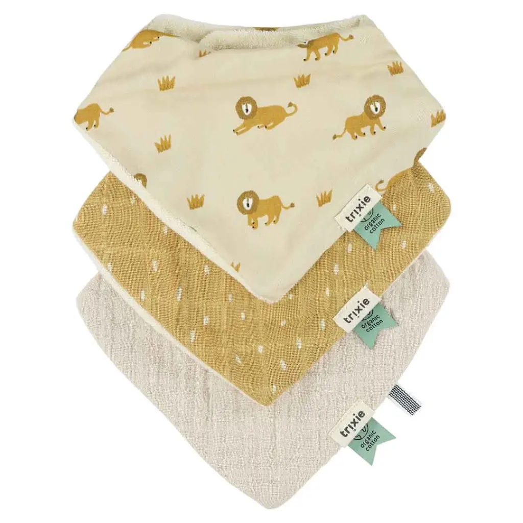 Trio de bavoirs bandana Lively Lions - Trixie
