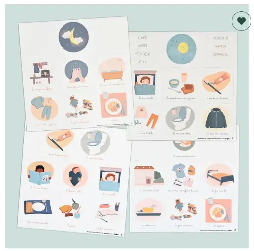 [LISTELAURAETJAWAD46] 29 Magnets illustrés Mes petits rituels magnétiques - Liste de naissance de Laura Mertens et Jawad Tahraoui