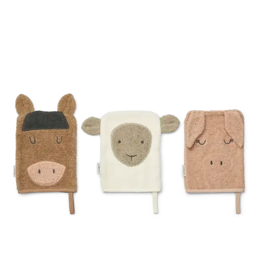 [LISTEDEMARINEETGABIN028] Trio de gants de toilette Sylvester Farm - Liste de naissance de Marine Falmagne et Gabin Vranckx