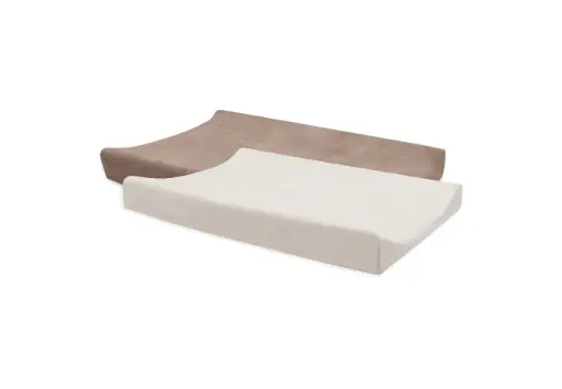 Housse matelas à langer éponge Duo Coffee/Ivory 2 unités - Jollein