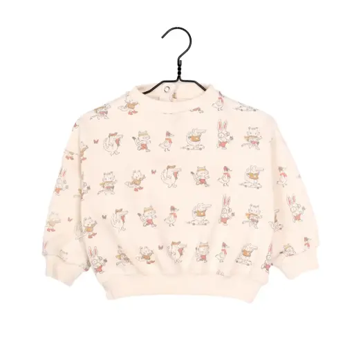 Sweat Soan en velours broderie "Pluie Rire" Tomette - Les Petites Choses