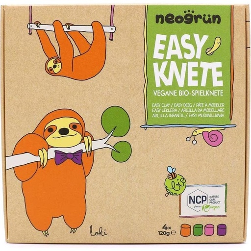 Pâte à modeler Loki Assortiment de 4 couleurs (orange, vert, rose et violet) - Neogrün